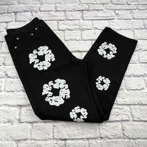 Levis x Denim Tears 501 Cotton Wreath Jeans Mens 34 Black White Straight Leg